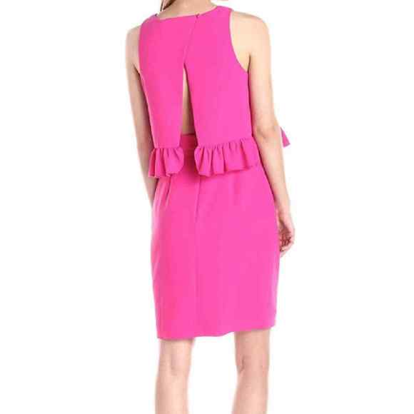Trina Turk Sz 4 KAYLEEN Dress Magenta Fuchsia Pink Open Split Back - Picture 5 of 15